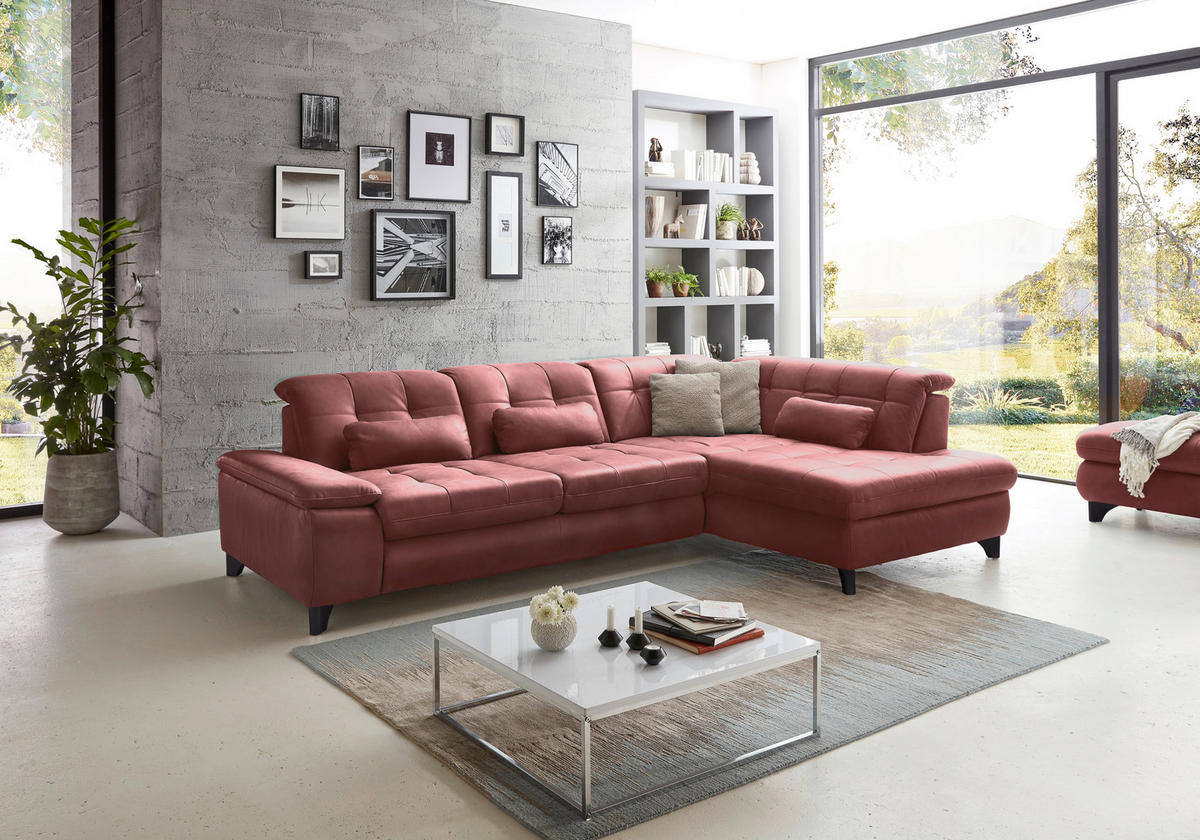 SAROKKANAPÉ bőr sötétvörös  - sötétvörös/fekete, Design, bőr/fém (211/309cm) - Beldomo Speed