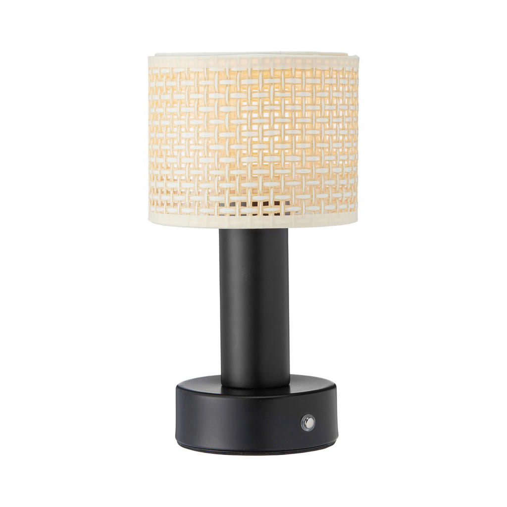 Thumbnail - Xxxl Akku-Tischleuchte PR Home Tiara, Schwarz, Beige, Naturmaterialien, Metall, 24 cm, Lampen & Leuchten, Innenbeleuchtu...