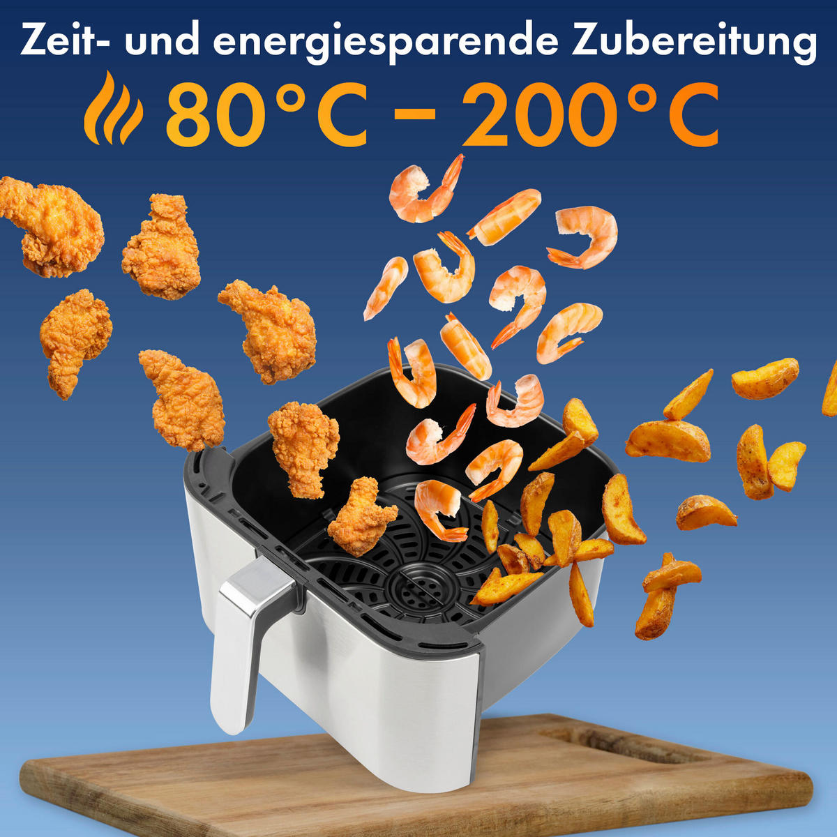 HEIßLUFTFRITTEUSE 8 L  - Edelstahlfarben, Basics, Kunststoff/Metall (29,4/35,9/39,9cm) - Bomann