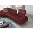 ECKSOFA in Echtleder Rot  - Rot/Schwarz, Design, Leder/Metall (157/325cm) - Dieter Knoll