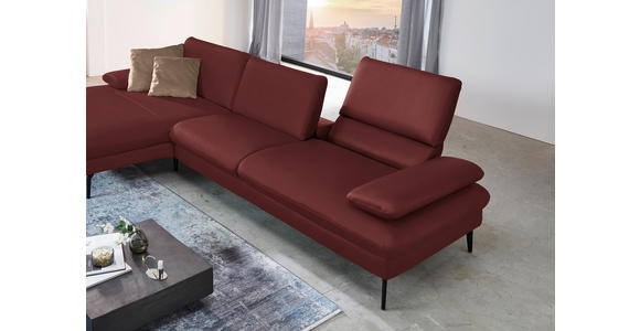 ECKSOFA in Echtleder Rot  - Rot/Schwarz, Design, Leder/Metall (157/325cm) - Dieter Knoll