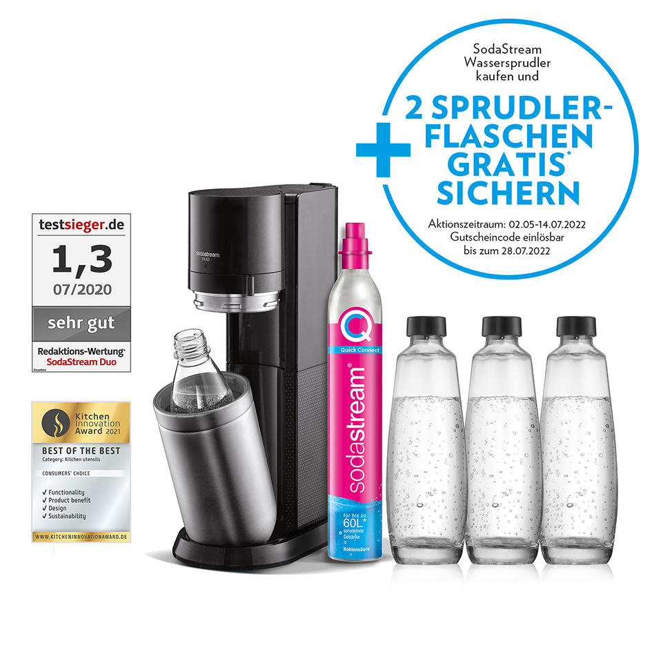 Sodastream Duo Titan Mega-Pack - Titanfarben, KONVENTIONELL, Glas/Kunststoff (44cm) - SodaStream