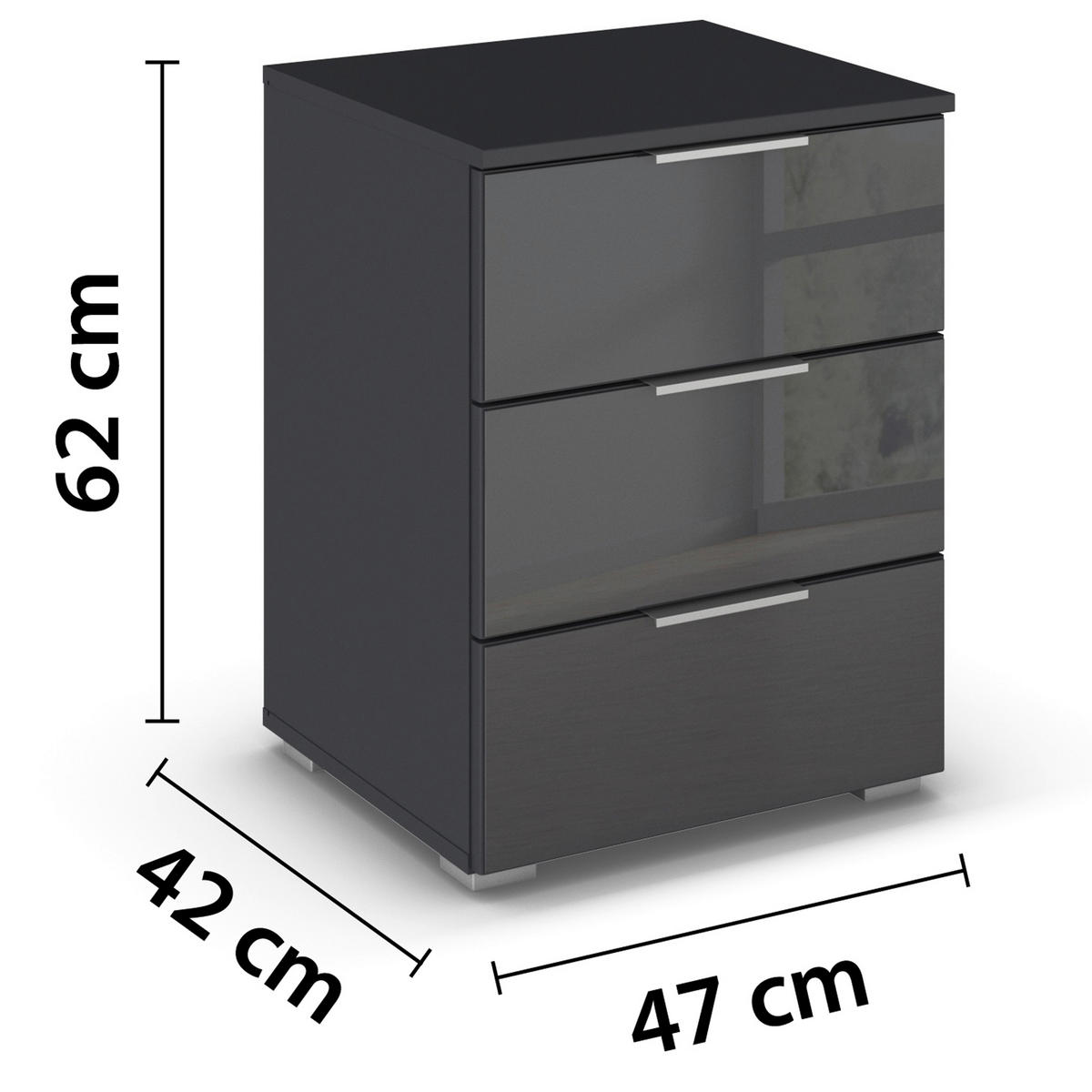 ÉJJELISZEKRÉNY szürke  - alumíniumszínű/szürke, Basics, műanyag/faalapú anyag (47/62/42cm) - Carryhome