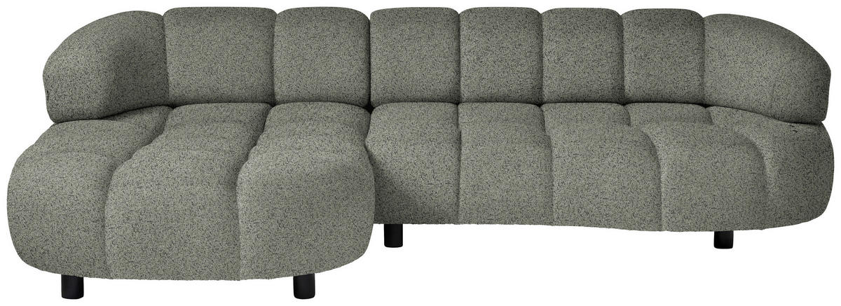 ECKSOFA Graubraun Webstoff  - Graubraun/Schwarz, Design, Holz/Textil (183/284cm) - Welnova