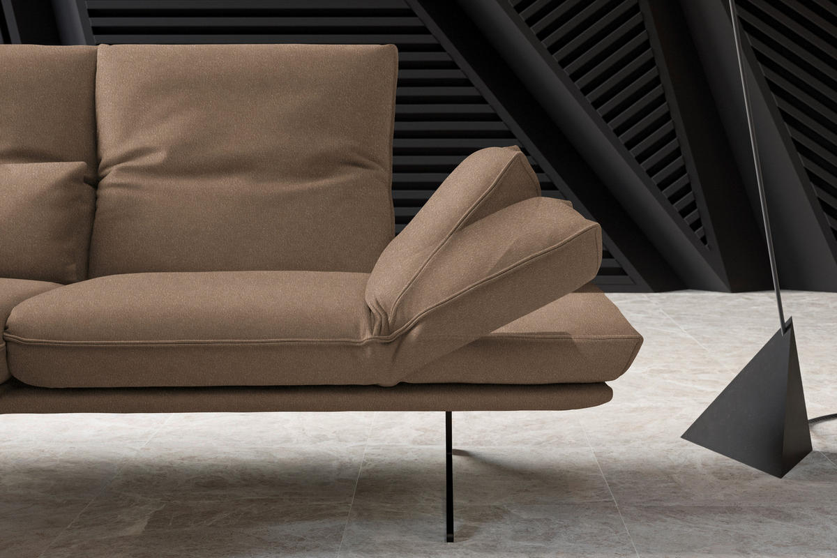 ECKSOFA in Echtleder Greige  - Greige/Gelb, Design, Leder/Metall (130/210cm) - Dieter Knoll