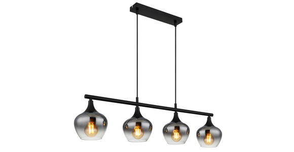 HÄNGELEUCHTE 90/15/120 cm  - Schwarz, MODERN, Glas/Metall (90/15/120cm) - Novel