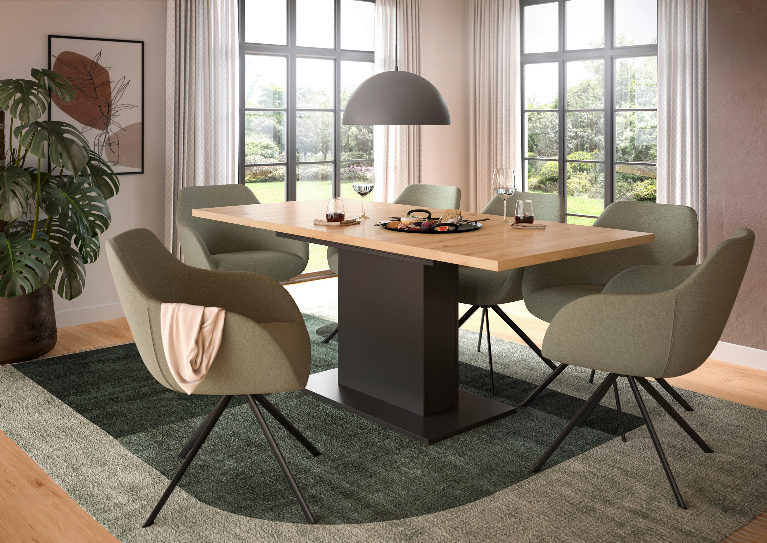 AUSZIEHTISCH Eiche Artisan rechteckig  ausziehbar  - Eiche Artisan/Grau, KONVENTIONELL, Holzwerkstoff (150-190/76/90cm)
