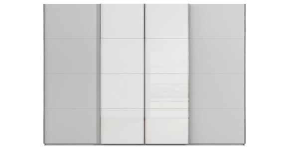 SCHWEBETÜRENSCHRANK 316/223/68 cm 4-türig Grau, Weiß - Chromfarben/Weiß, KONVENTIONELL, Glas/Holzwerkstoff (316/223/68cm) - Novel