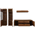 WOHNWAND 4-teilig  in Grau, Eichefarben  340/204/50 cm  - Eichefarben/Anthrazit, Natur, Glas/Holz (340/204/50cm) - Linea Natura