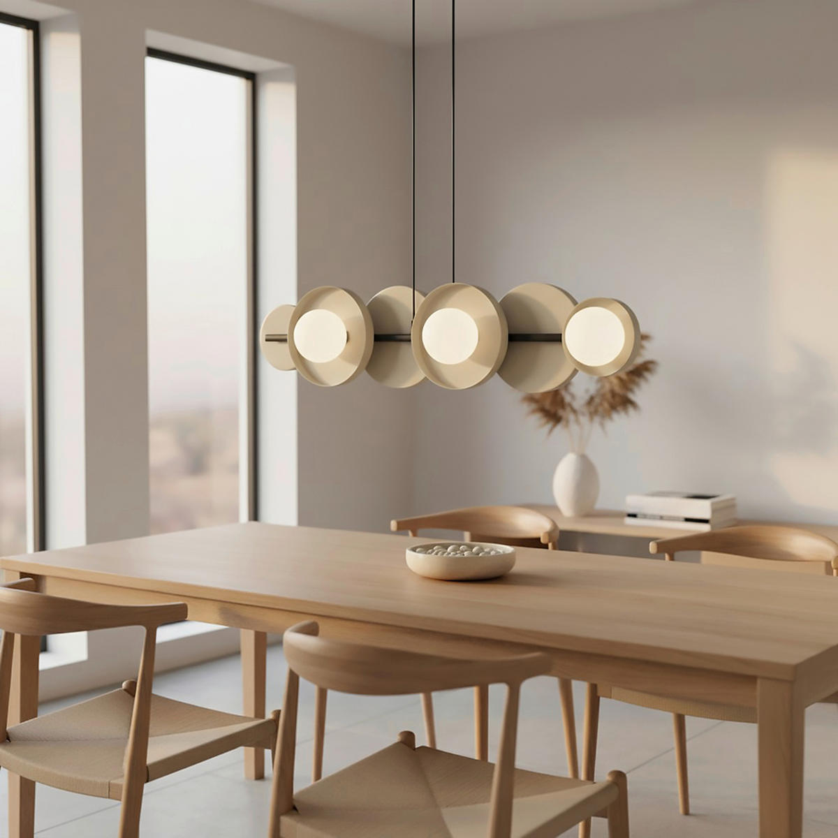 HÄNGELEUCHTE  85/23/120 cm    - Beige/Schwarz, Trend, Glas/Metall (85/23/120cm)