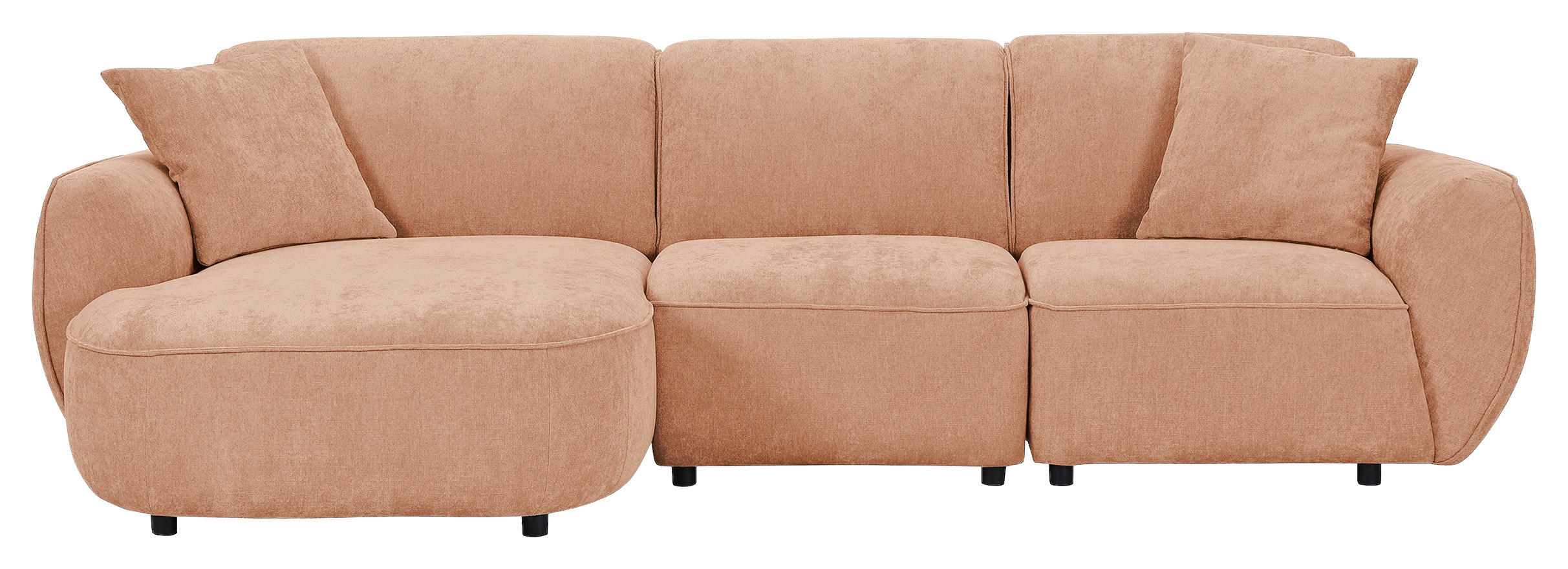 ECKSOFA Lachsfarben Flachgewebe Zierkissen, Rücken echt  - Schwarz/Lachsfarben, KONVENTIONELL, Kunststoff/Textil (155/285cm) - Milino