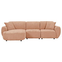 ECKSOFA  Flachgewebe Lachsfarben  - Schwarz/Lachsfarben, Konventionell, Kunststoff/Textil (155/285cm) - Milino