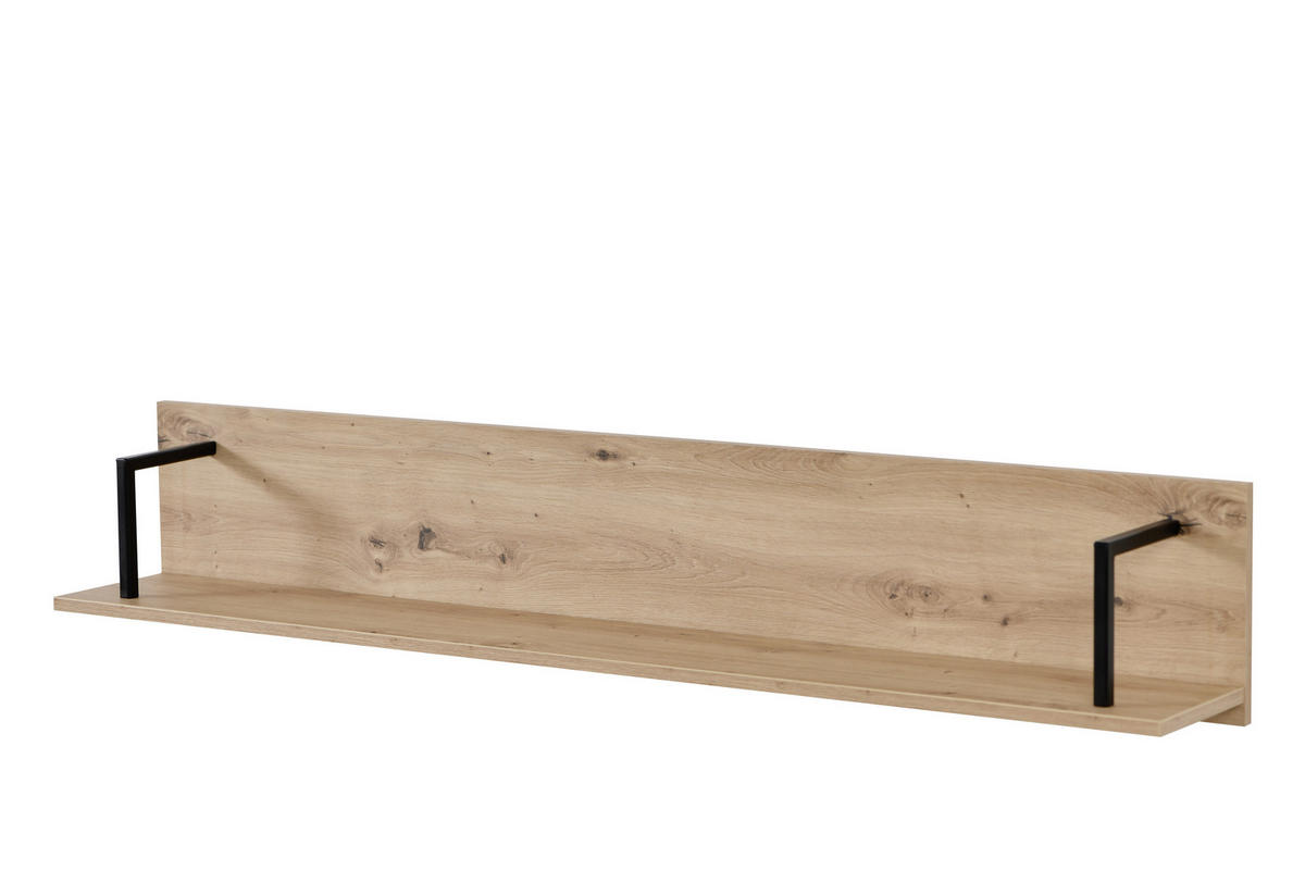 NÁSTENNÝ REGÁL, čierna, farba duba - čierna/farba duba, Basics, kompozitné drevo (137,5/24/21cm) - Xora