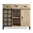 HIGHBOARD  148/135/42 cm 3 Schublade(n)  - Graubraun/Schwarz, LIFESTYLE, Glas/Holz (148/135/42cm) - Landscape