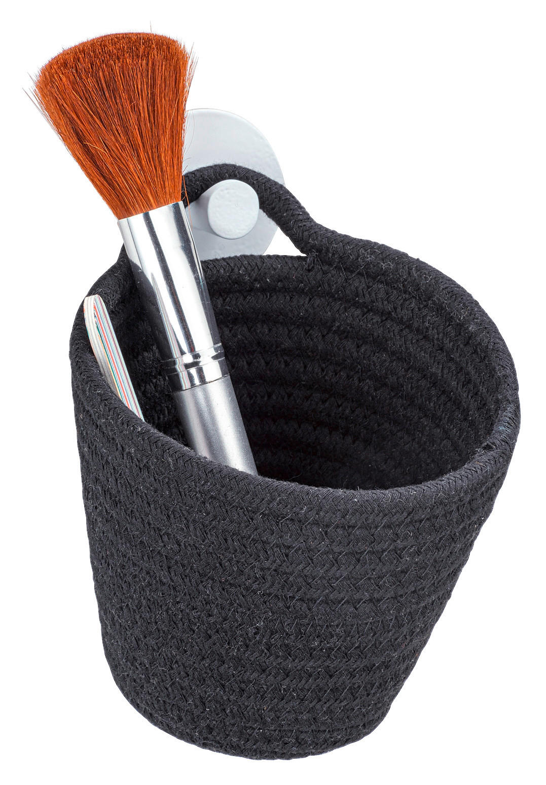 KORB  - Schwarz, Basics, Kunststoff/Textil (12,5/12/14,5cm) - Wenko