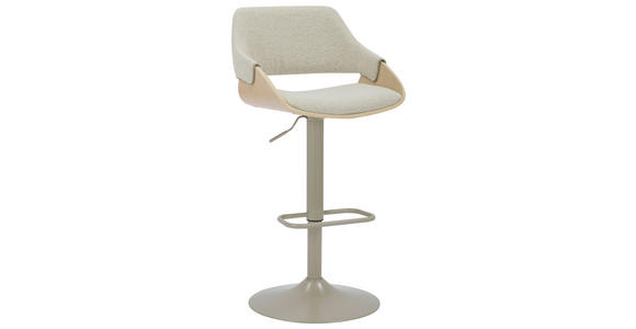 BARHOCKER Lederlook, Bouclé Creme, Eichefarben Eisen Pappel furniert, Sperrholz Sitzfläche 360° drehbar  - Eichefarben/Creme, Design, Holz/Textil (51/90-111/51cm) - Hom`in