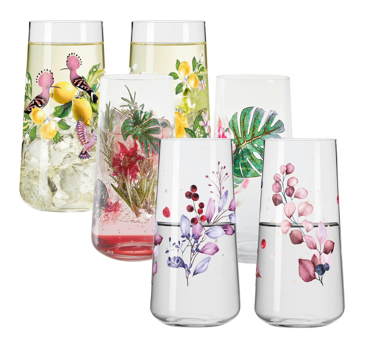 LONGDRINKGLAS Sommersonett 614 ml 2-teilig  - Rosa/Grün, LIFESTYLE, Glas (6,6/16,6cm) - Ritzenhoff