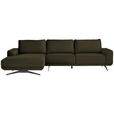 ECKSOFA in Webstoff Grün  - Schwarz/Grün, Design, Textil/Metall (172/320cm) - Valnatura