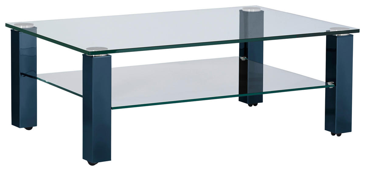 COUCHTISCH in Metall, Glas 110/70/42,5 cm  - Blau, Design, Glas/Kunststoff (110/70/42,5cm)