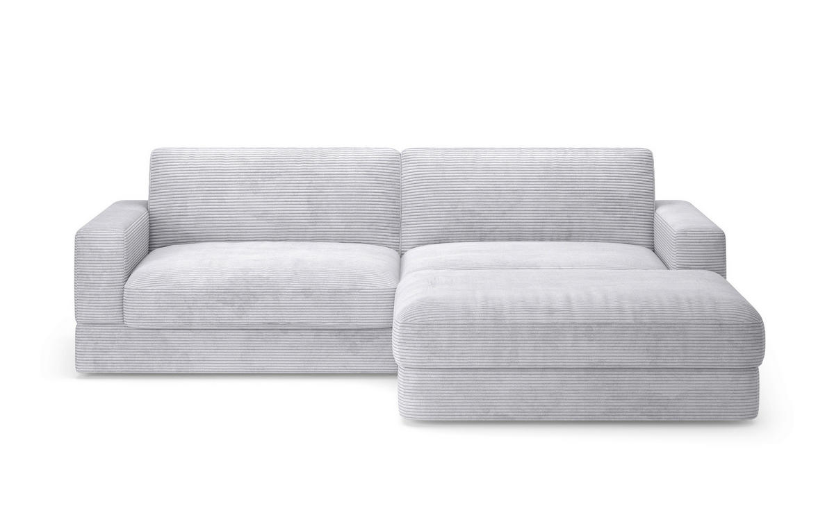 ECKSOFA FABIO E Silberfarben Cord  - Silberfarben/Schwarz, MODERN, Kunststoff/Textil (264/196cm) - Sit & More