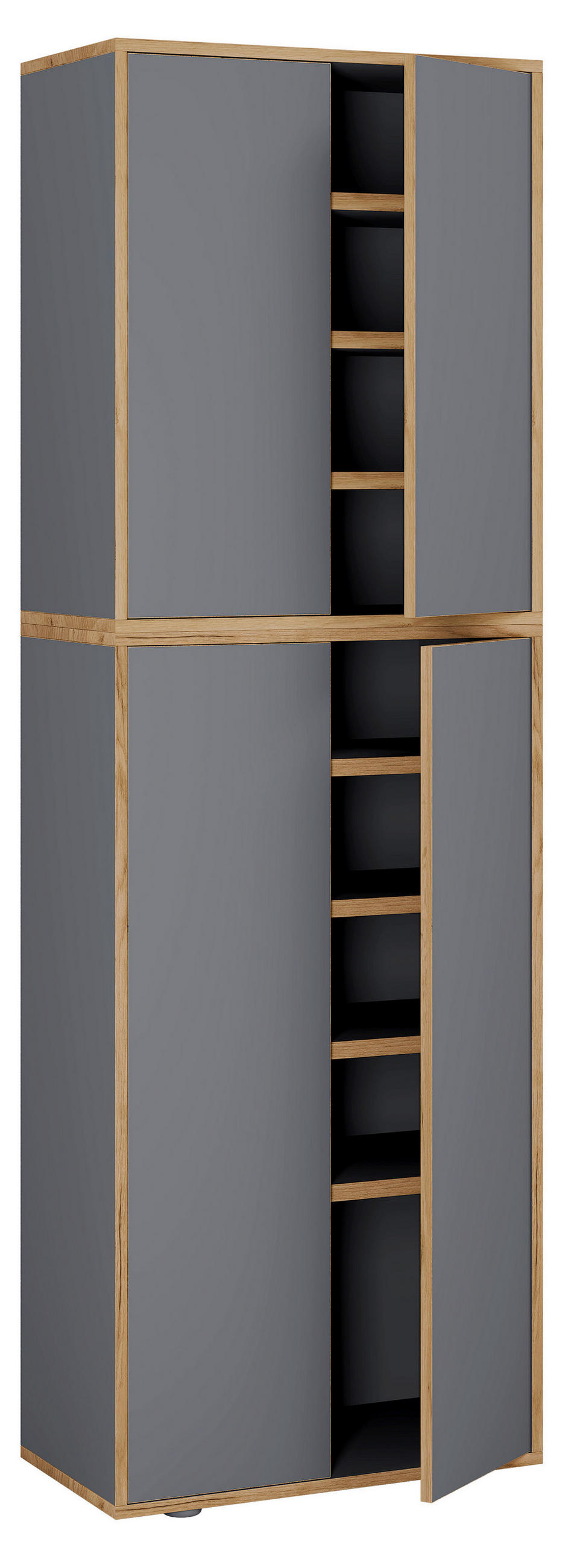 SCHUHSCHRANK  in 60/183/33 cm  - Honigeiche/Anthrazit, Design, Holzwerkstoff/Kunststoff (60/183/33cm) - MID.YOU