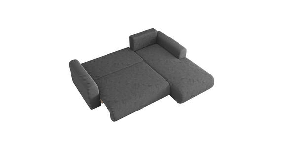 ECKSOFA inkl. Funktionen Dunkelgrau Cord  - Dunkelgrau/Schwarz, KONVENTIONELL, Kunststoff/Textil (260/200cm) - Xora