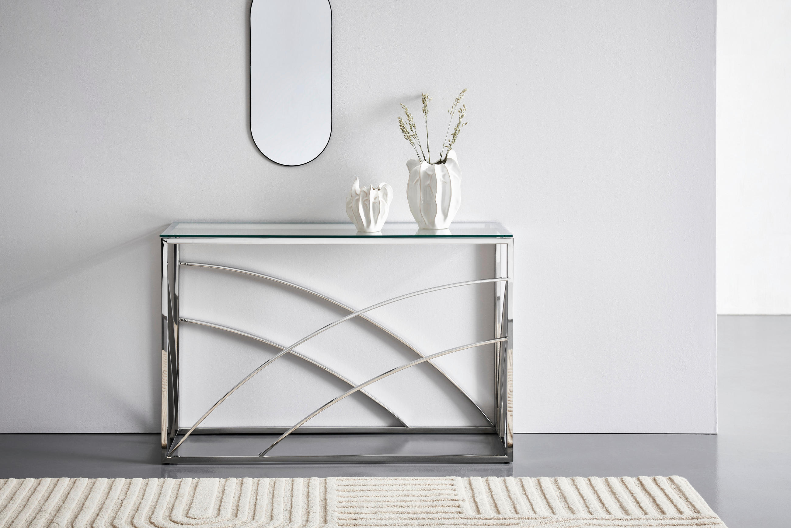 KONZOLNI STOL 120/40/78 cm prozirno, boje kroma metal - prozirno/boje kroma, Trend, staklo/metal (120/40/78cm) - Xora