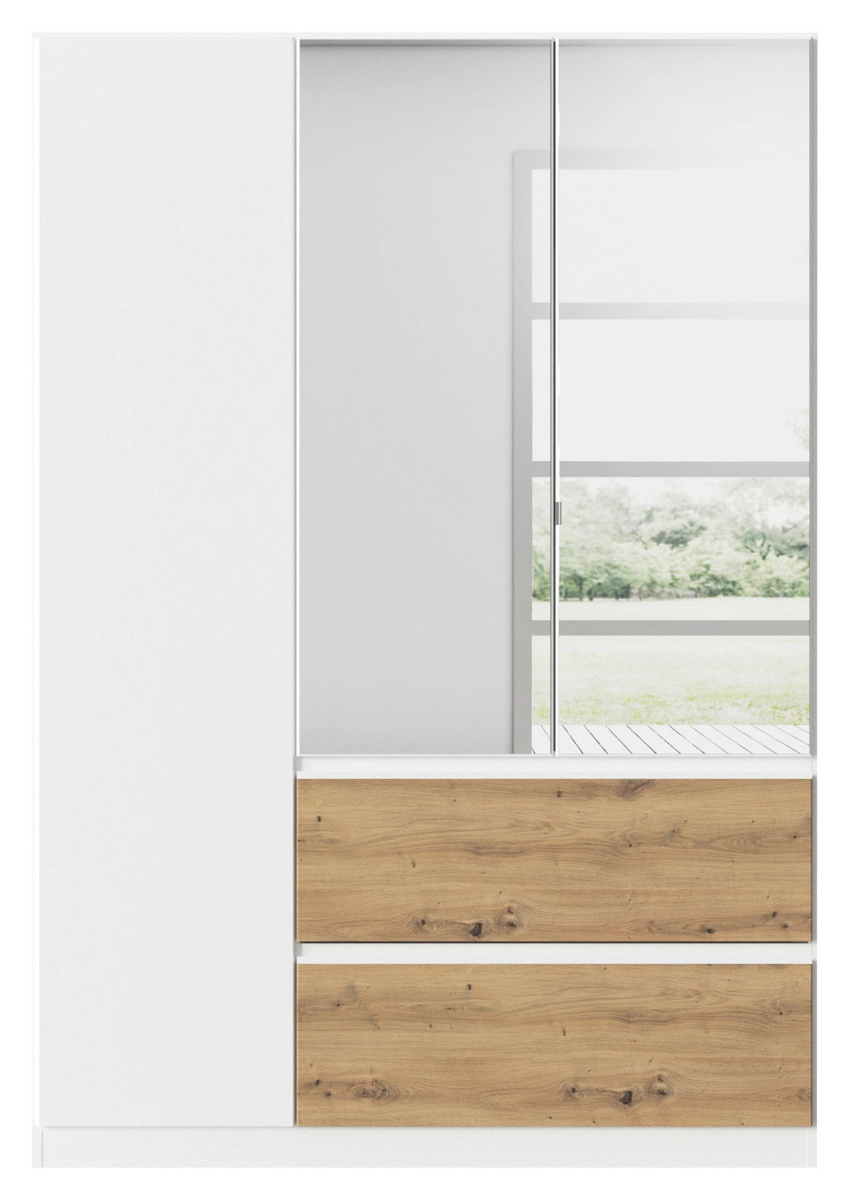 DREHTÜRENSCHRANK in Weiss, Eiche Artisan  - Weiss/Eiche Artisan, Modern, Holzwerkstoff (136/197/54cm) - Rauch Möbel