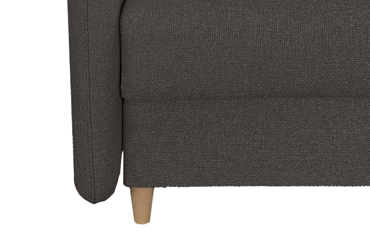 SCHLAFSOFA Flachgewebe Grau  - Schwarz/Naturfarben, Design, Holz/Kunststoff (206/88/93cm) - MID.YOU