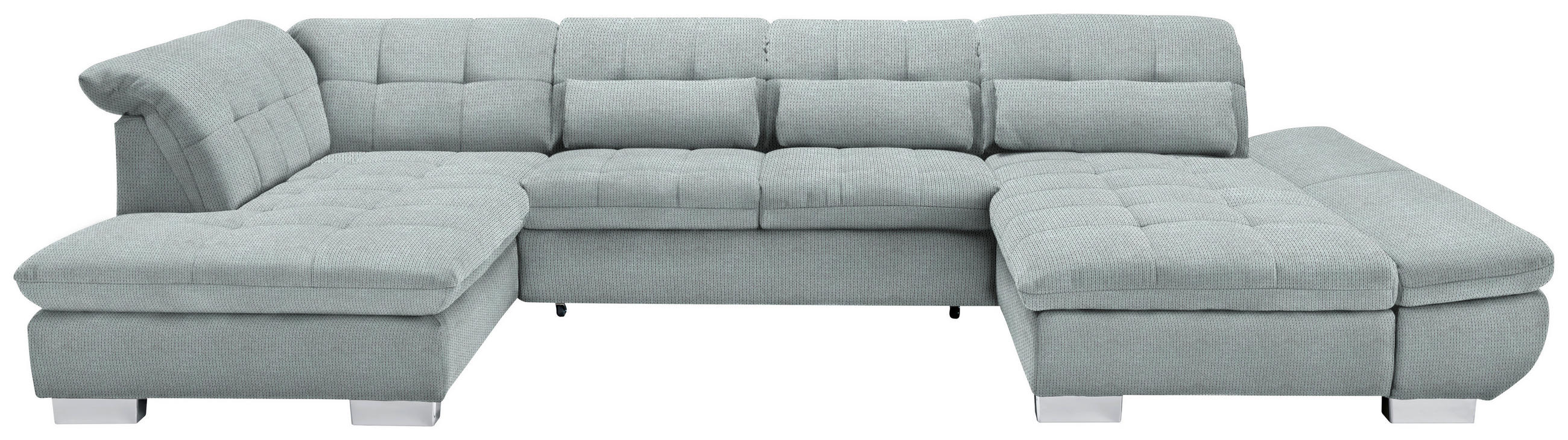 WOHNLANDSCHAFT  in Mikrofaser Platinfarben  - Platinfarben/Chromfarben, Design, Kunststoff/Textil (211/350/204cm) - Xora