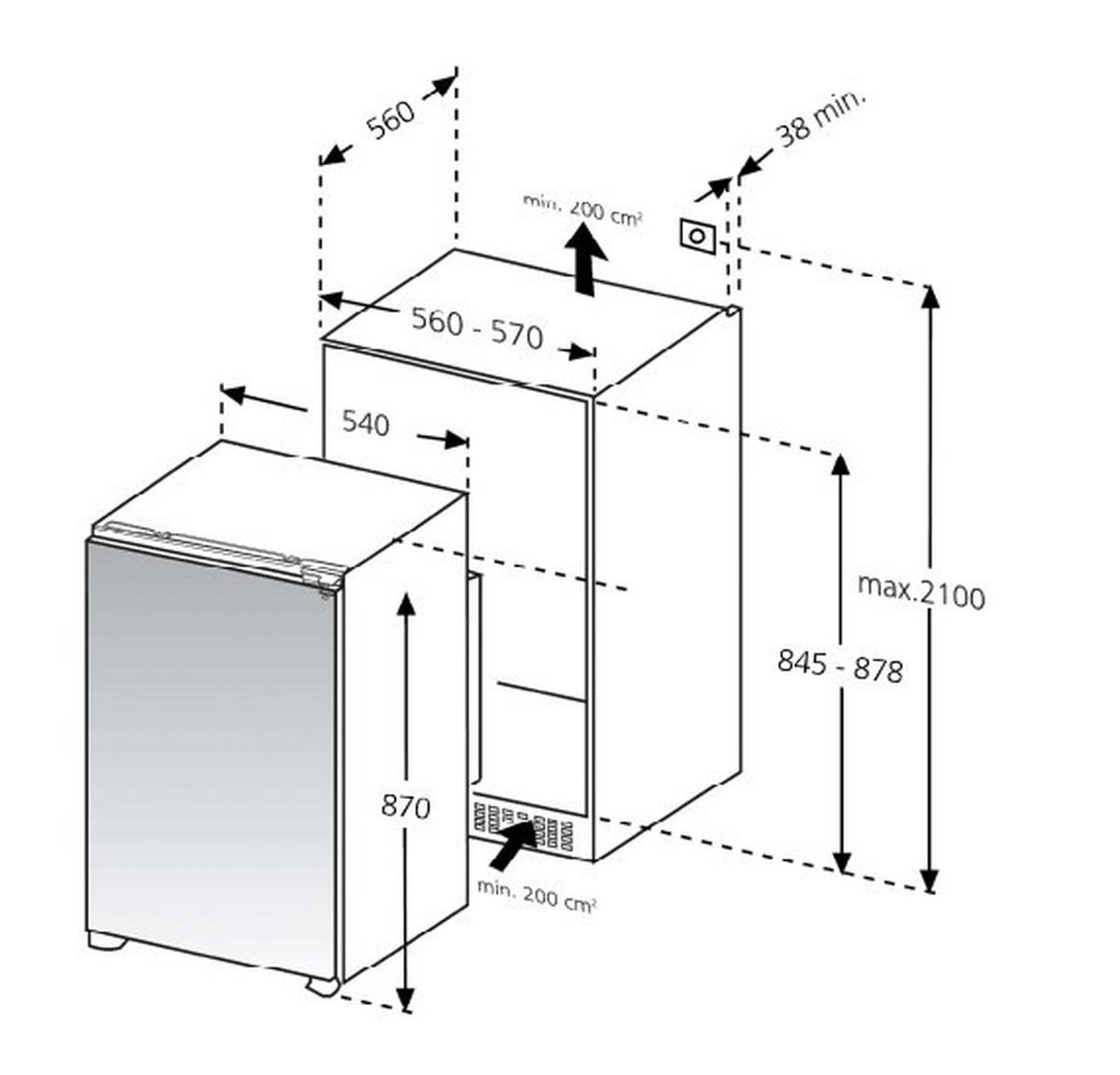 KÜHLSCHRANK 54,0/87,0/560 cm EKS308  - Weiß, MODERN, Glas/Kunststoff (54,0/87,0/560cm) - Oranier