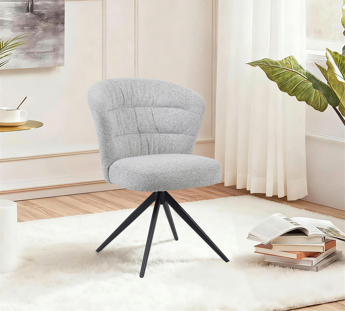 STUHL - Taupe/Schwarz, Design, Textil/Metall (64/89/58cm) - Stylife