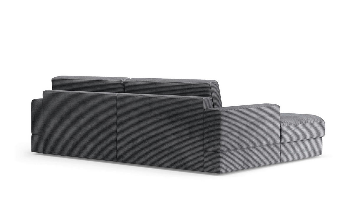 ECKSOFA FABIO E in Cord Grau  196/264 cm  - Schwarz/Grau, MODERN, Kunststoff/Textil (196/264cm) - Sit & More