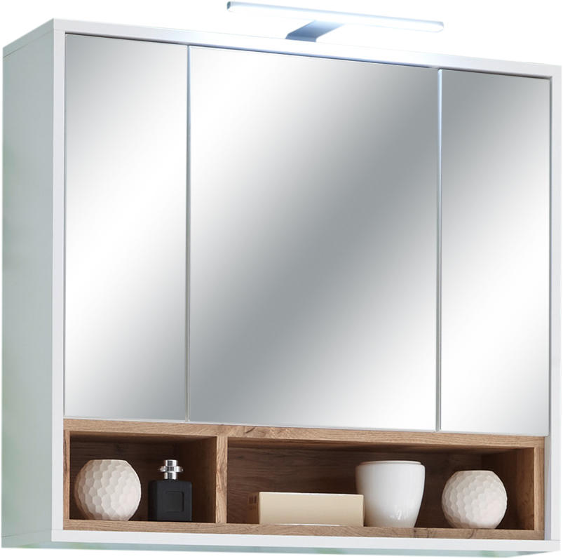 SPIEGELSCHRANK 80/72/20 cm  - Eichefarben/Weiß, Design, Glas/Holzwerkstoff (80/72/20cm) - MID.YOU