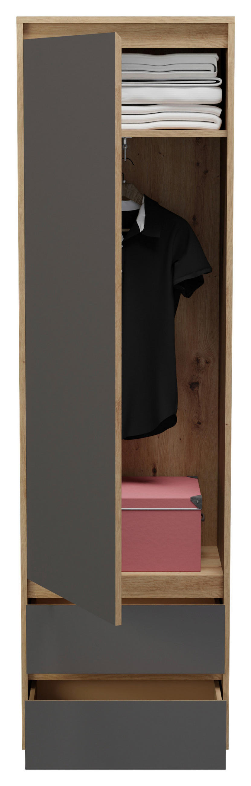 GARDEROBENSCHRANK  in 54/190/35 cm  - Eiche Artisan/Grau, MODERN, Holzwerkstoff (54/190/35cm) - MID.YOU