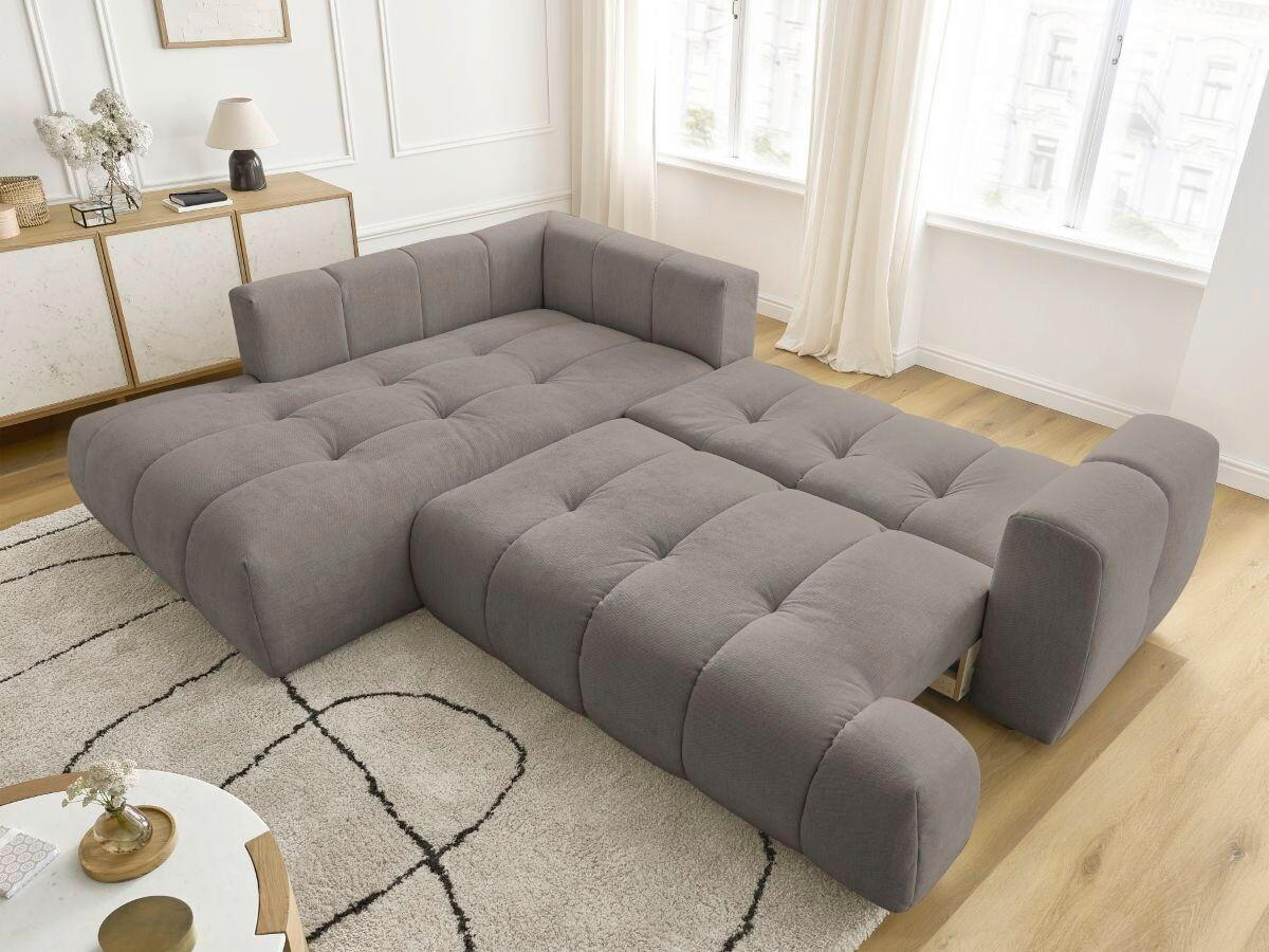 ECKSCHLAFSOFA FUJI Leinenoptik Beige  inkl.  - Beige/Schwarz, MODERN, Kunststoff/Textil (204/282cm)