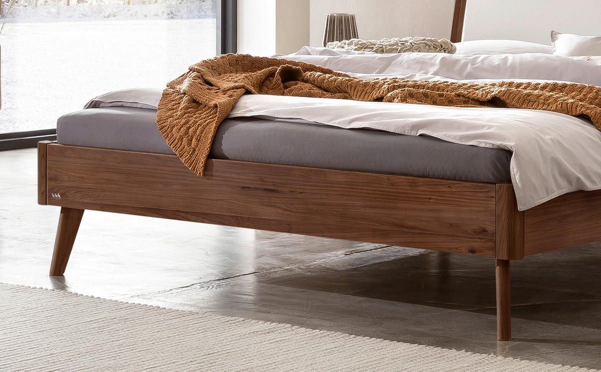 BETT 180/200 cm  in Weiß, Nussbaumfarben  - Nussbaumfarben/Weiß, Design, Holz (180/200cm) - Hasena