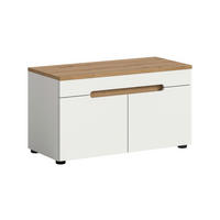 GARDEROBENBANK 80/45/37 cm  - Weiss/Schwarz, Design, Holzwerkstoff/Kunststoff (80/45/37cm) - MID.YOU