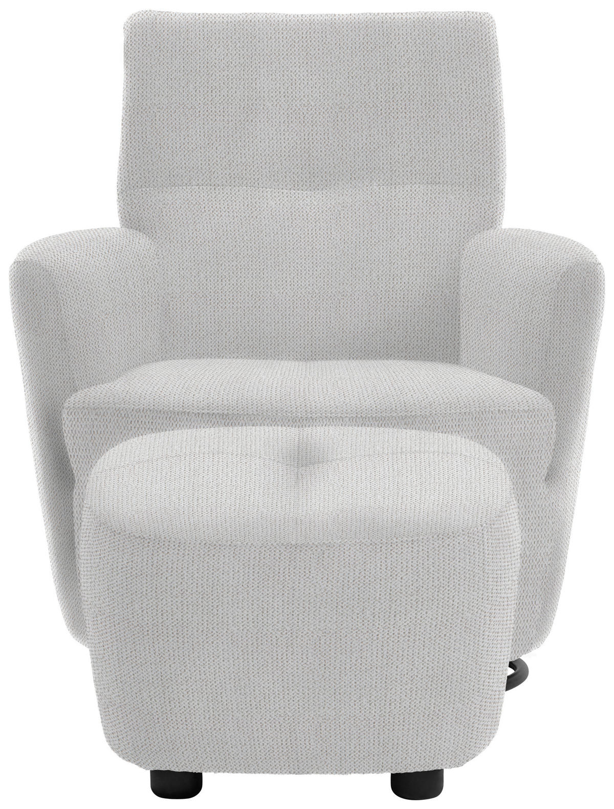 SESSEL in Chenille, Flachgewebe Grauweiss  - Schwarz/Grauweiss, Design, Textil/Metall (81/92/84cm) - Xora