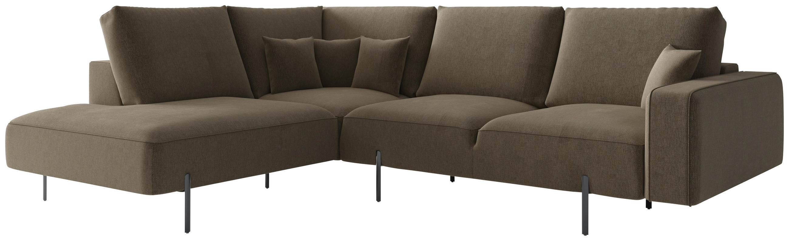 ECKSOFA in Flachgewebe Braun  - Schwarz/Braun, Design, Textil/Metall (223/280cm) - Livetastic