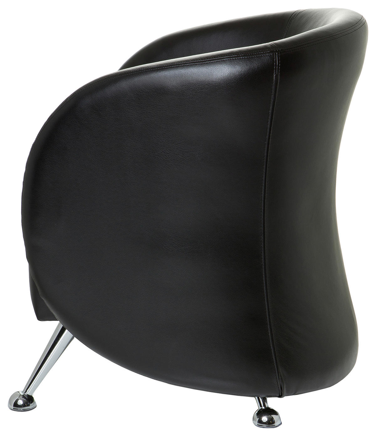 SESSEL Lederlook Schwarz    - Chromfarben/Schwarz, MODERN, Textil/Metall (60/85/50cm) - MID.YOU