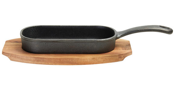 GRILLPFANNE  - Schwarz/Naturfarben, Basics, Holz/Metall (31,6/10/3,5cm) - Homeware Profession.