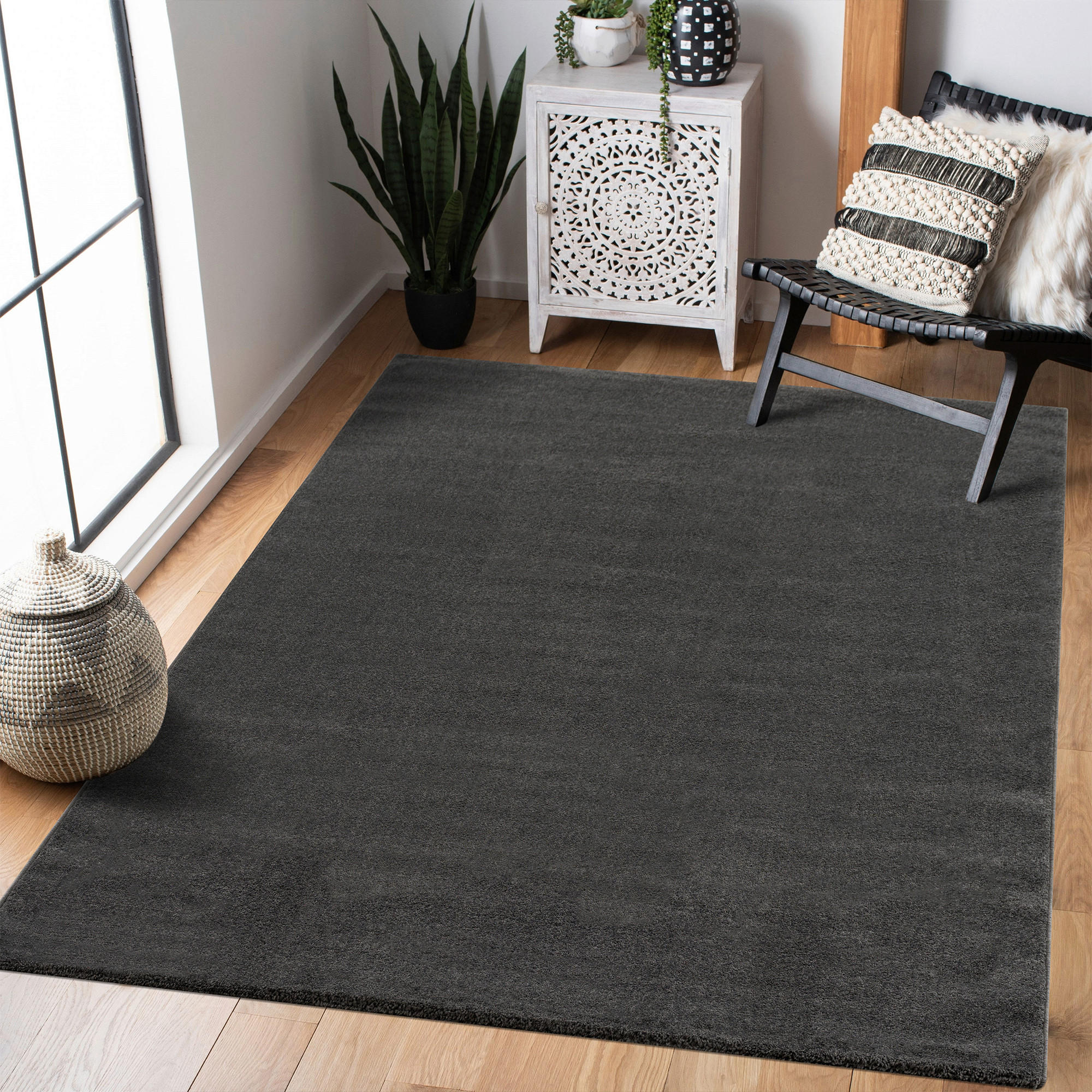 WEBTEPPICH 160/230 cm Uni Dunkelgrau  - Dunkelgrau, LIFESTYLE, Kunststoff/Textil (160/230cm)