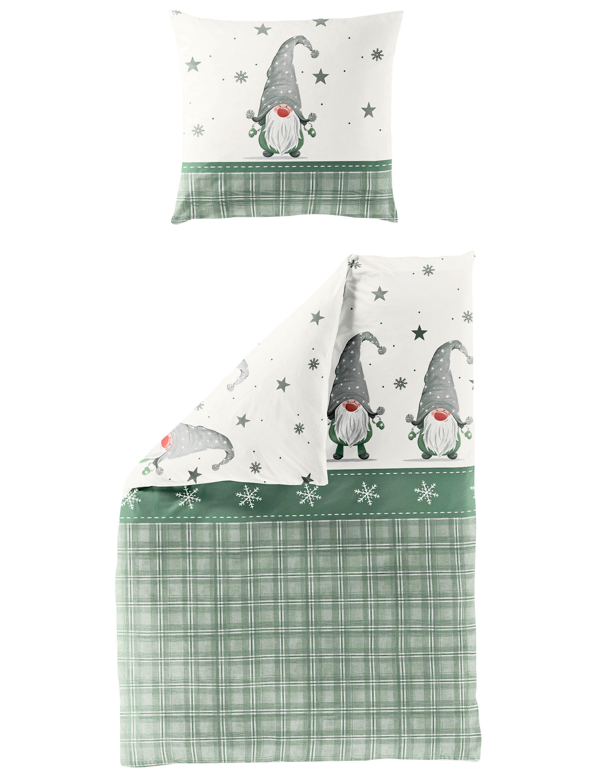 BETTWÄSCHE 2-teilig Biber 135/200 cm  - Graugrün, Design, Textil (135/200cm) - Bierbaum
