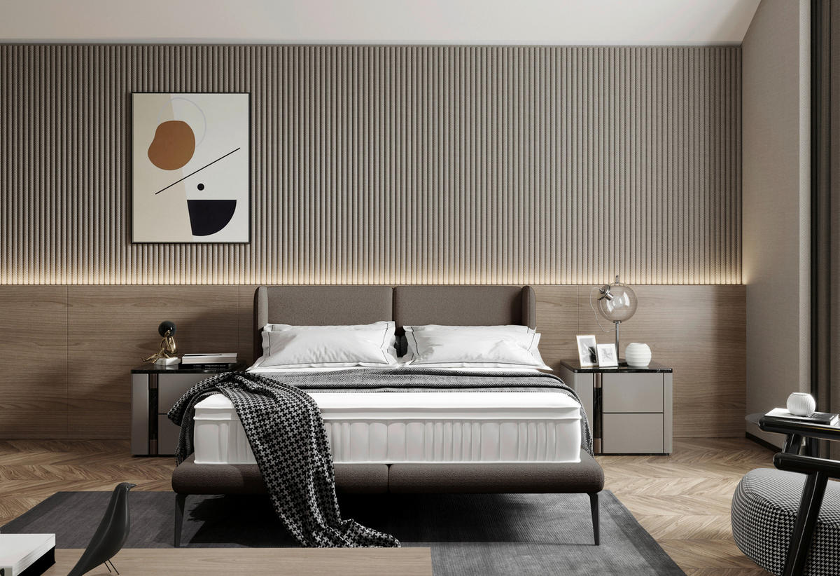 POLSTERBETT 180/200 cm  in Dunkelgrau  - Dunkelgrau/Schwarz, Modern, Textil/Metall (180/200cm) - Livetastic