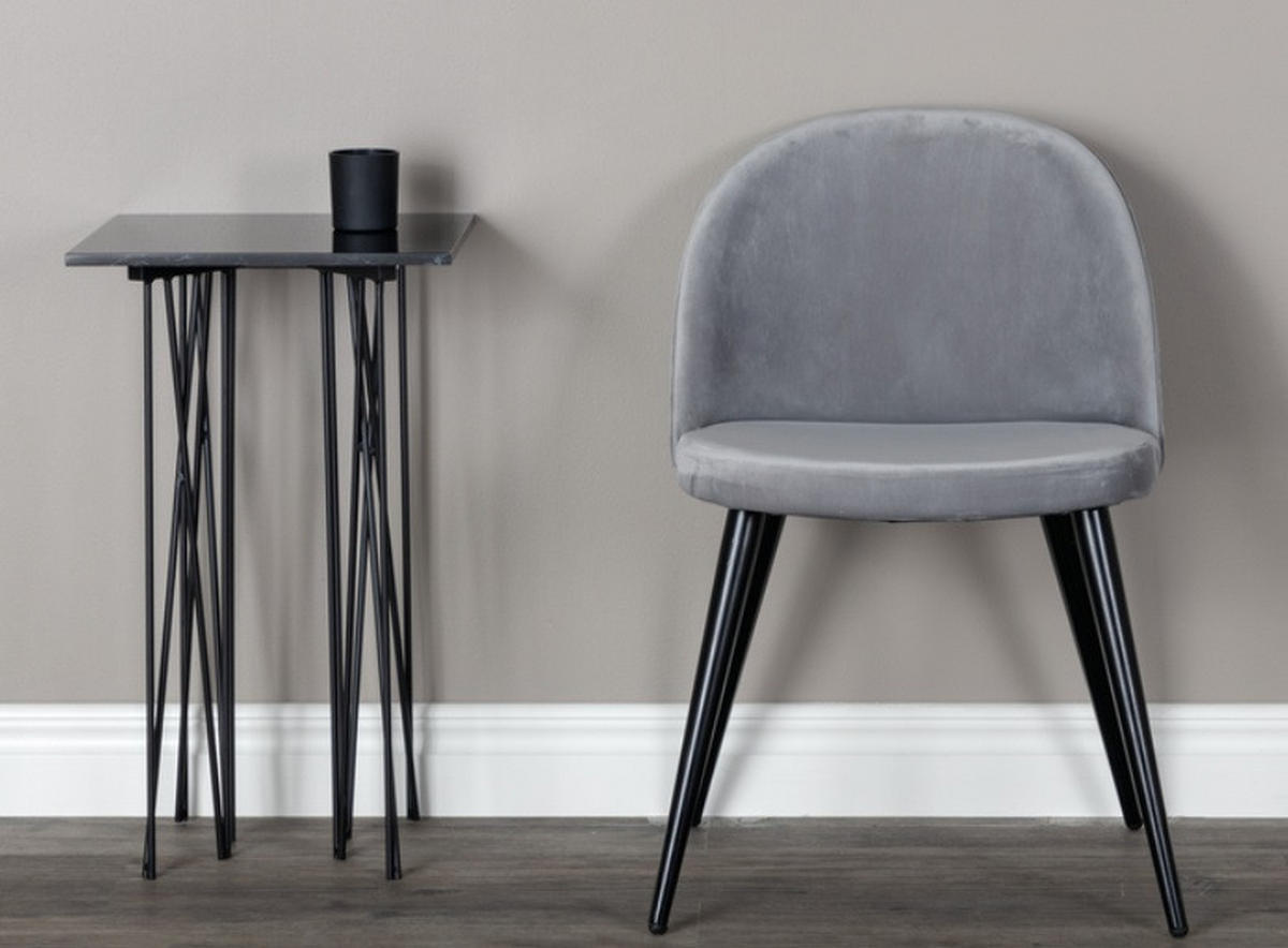 STOL stål sammet  - svart/grå, Design, metall/textil (50/76,5/57cm) - Best Price