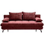 SCHLAFSOFA Italia Samt Weinrot  inkl. Rückenkissen, Armlehnenkissen, Schlaffunktion, Rücken echt  - Weinrot/Schwarz, Design, Textil/Metall (205/79-96/85cm) - Novel