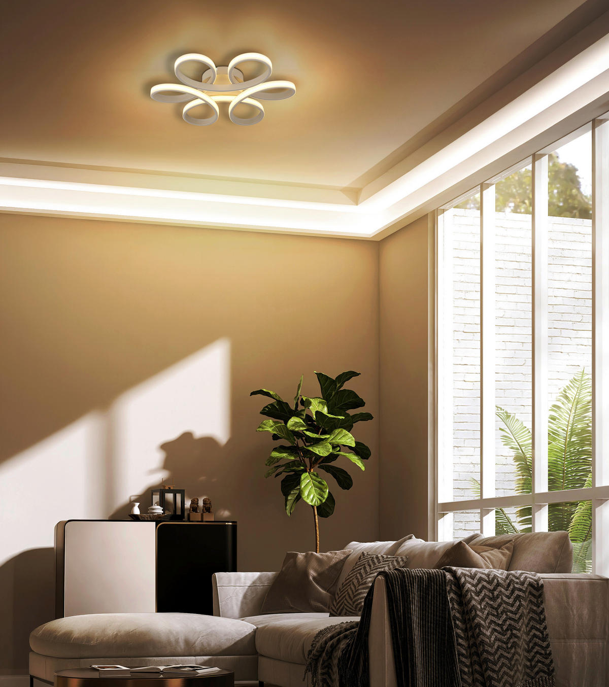 LED PLAFONJERA Orbita  - opal/boja peska, Dizajnerski, metal/plastika (40/36/7cm)
