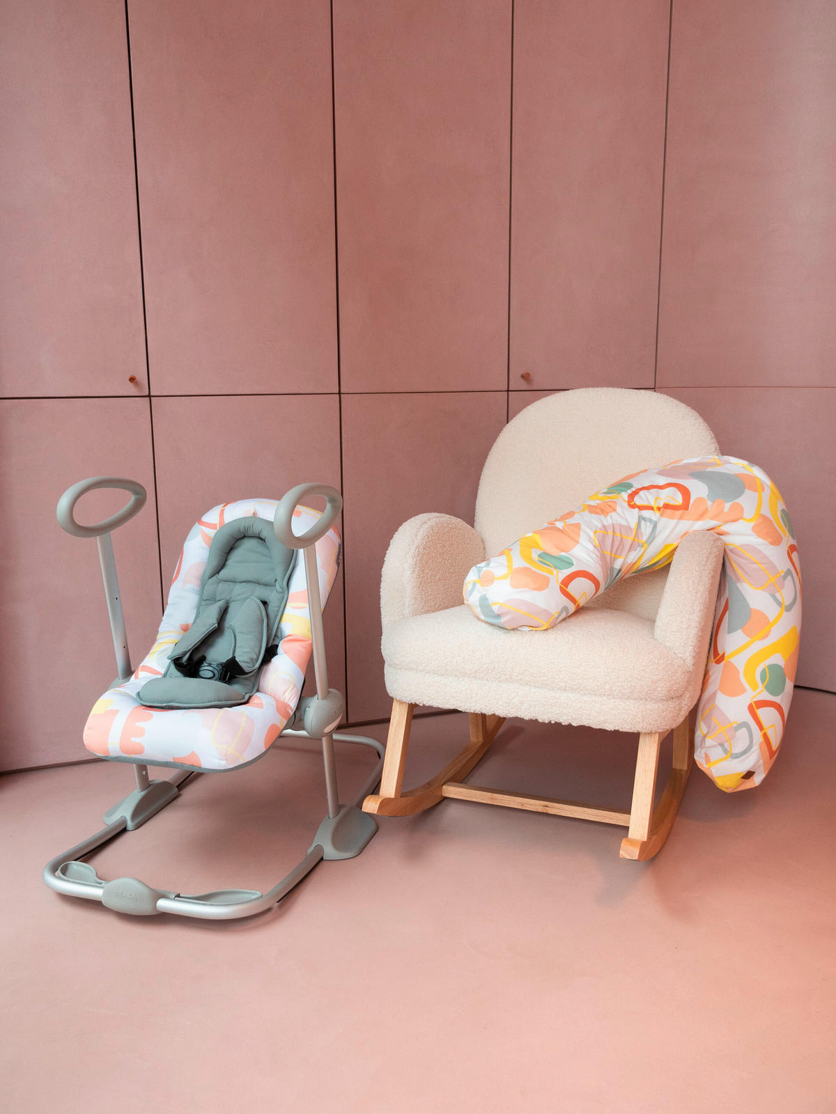 SCHAUKELSTUHL in Teddystoff Weiß  - Weiß, Basics, Holz/Textil (71/86/97,5cm) - Childhome