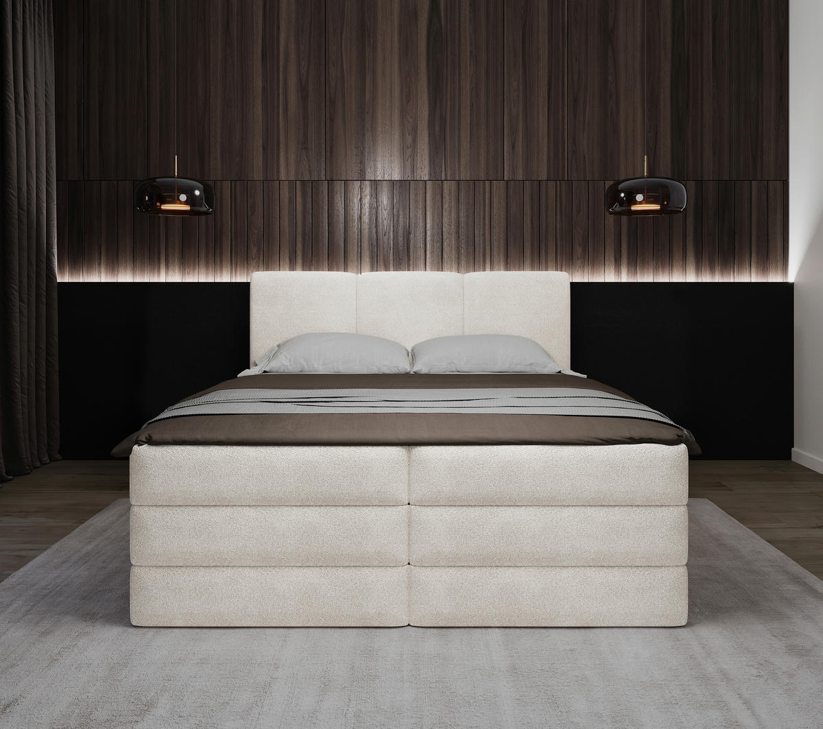 KONTINENTALSÄNG 160/200 cm  i vit  - vit/svart, Modern, trämaterial/trä (160/200cm) - MID.YOU